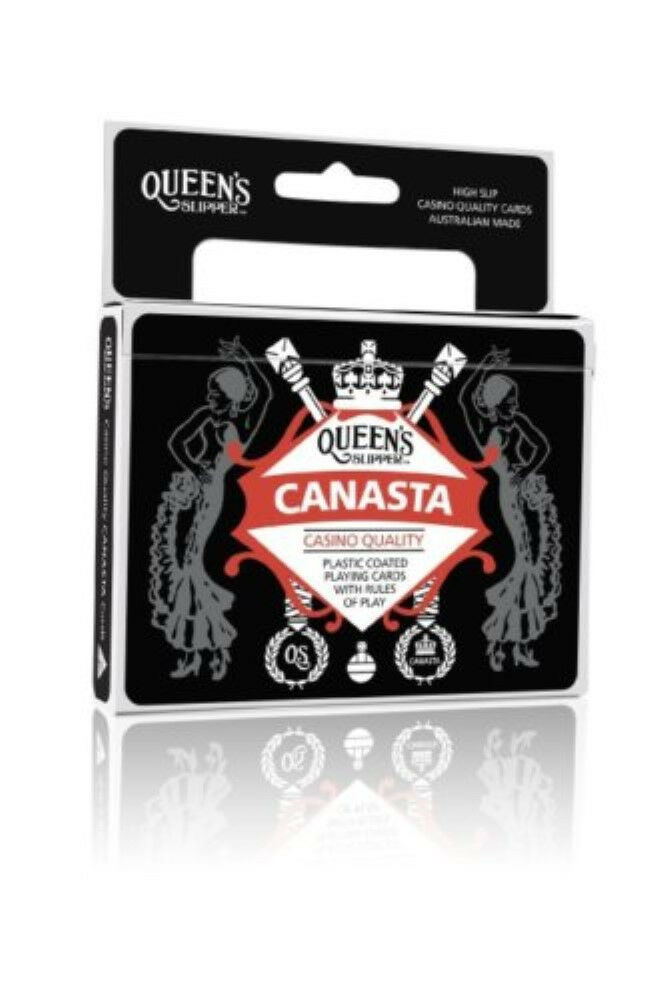 Queen's Slipper Canasta Playing Cards 2 Decks Packs Casino Plastic Coated 