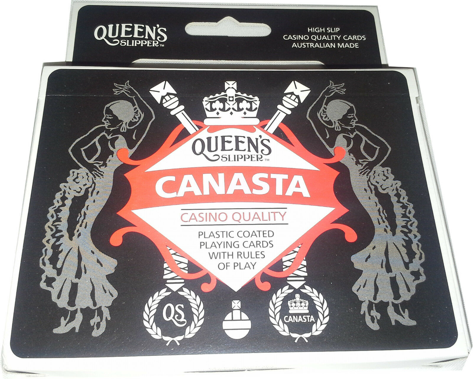 Queen's Slipper Canasta Playing Cards 2 Decks Casino Plastic Coated Australian 