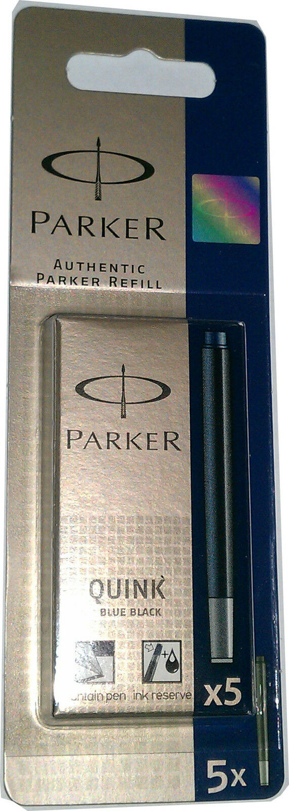 Parker Authentic Quink Ink Refill Blue For Fountain Pen 2 Packs of 5 10 